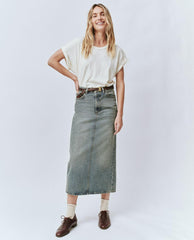 Denim | Women The Great. The Column Skirt. Monterey Wash