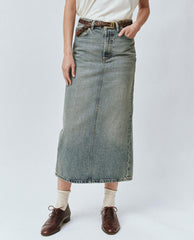 Denim | Women The Great. The Column Skirt. Monterey Wash