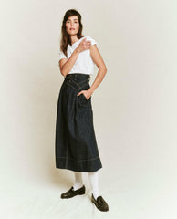 Denim | Women The Great. The Field Skirt. Rinse Wash