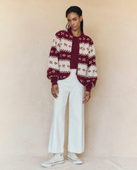 Jackets & Outerwear | Women The Great. The Plush Bomber. Bordeaux Geo