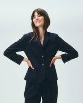 Jackets & Outerwear | Women The Great. The Shrunken Blazer. Navy Pin Stripe