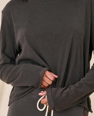 Long Sleeve Tees | Women The Great. The Long Sleeve Crop Tee. Washed Black