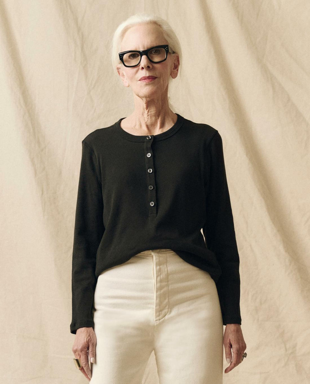 Long Sleeve Tees | Women The Great. The Recycled Rib Slim Henley. Night