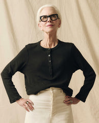 Long Sleeve Tees | Women The Great. The Recycled Rib Slim Henley. Night