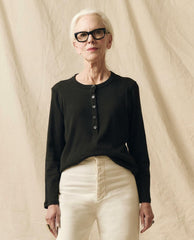 Long Sleeve Tees | Women The Great. The Recycled Rib Slim Henley. Night