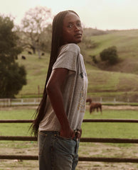 Novelty Tees & Sweats | Women The Great. The Boxy Crew. Graphic Heather Grey With Rodeo Graphic