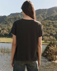 Novelty Tees & Sweats | Women The Great. The Boxy Crew. Graphic Washed Black With Bear Graphic