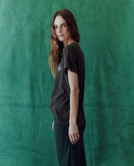 Novelty Tees & Sweats | Women The Great. The Boxy Crew. Graphic Washed Black With Great Smoky Mountains Grap