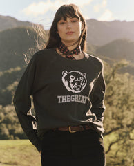 Novelty Tees & Sweats | Women The Great. The College Sweatshirt. Graphic Washed Black With Bear Graphic