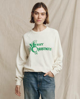 Novelty Tees & Sweats | Women The Great. The College Sweatshirt. Graphic Washed White With Merry Christmas G