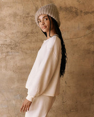 Novelty Tees & Sweats | Women The Great. The Fleece Henley Sweatshirt. Washed White