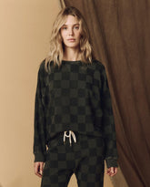 Novelty Tees & Sweats | Women The Great. The Hand Stamped Slouch Sweatshirt. Washed Black With Black Check