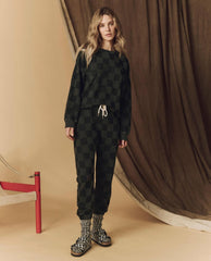 Novelty Tees & Sweats | Women The Great. The Hand Stamped Slouch Sweatshirt. Washed Black With Black Check