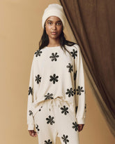 Novelty Tees & Sweats | Women The Great. The Hand Stamped Slouch Sweatshirt. Washed White With Black Daisy