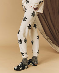 Novelty Tees & Sweats | Women The Great. The Hand Stamped Stadium Sweatpant. Washed White With Black Daisy