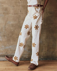 Pants | Women The Great. The Carpenter Pant With Daisy Stamp. Natural