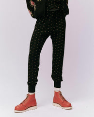 Pants | Women The Great. The Waffle Long John. Black Mini Heirloom Rose