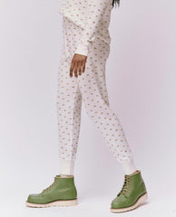 Pants | Women The Great. The Waffle Long John. White Mini Heirloom Rose