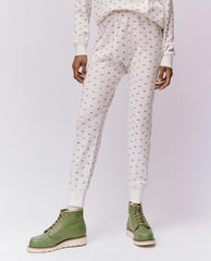 Pants | Women The Great. The Waffle Long John. White Mini Heirloom Rose
