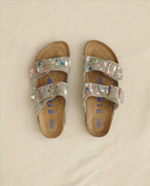 Shoes | Women The Great. Arizona Taupe Birkenstock With Paint. Taupe With Bright Multi Paint