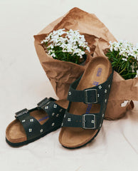 Shoes | Women The Great. BIRKENSTOCK Arizona With Hand Painted Tooled Daisy. Black Oiled Lea