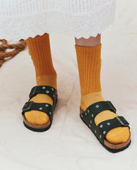 Shoes | Women The Great. BIRKENSTOCK Arizona With Hand Painted Tooled Daisy. Black Oiled Lea