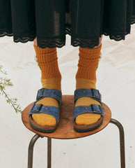 Shoes | Women The Great. BIRKENSTOCK Arizona With Hand Painted Tooled Vine. Dusty Blue Oiled