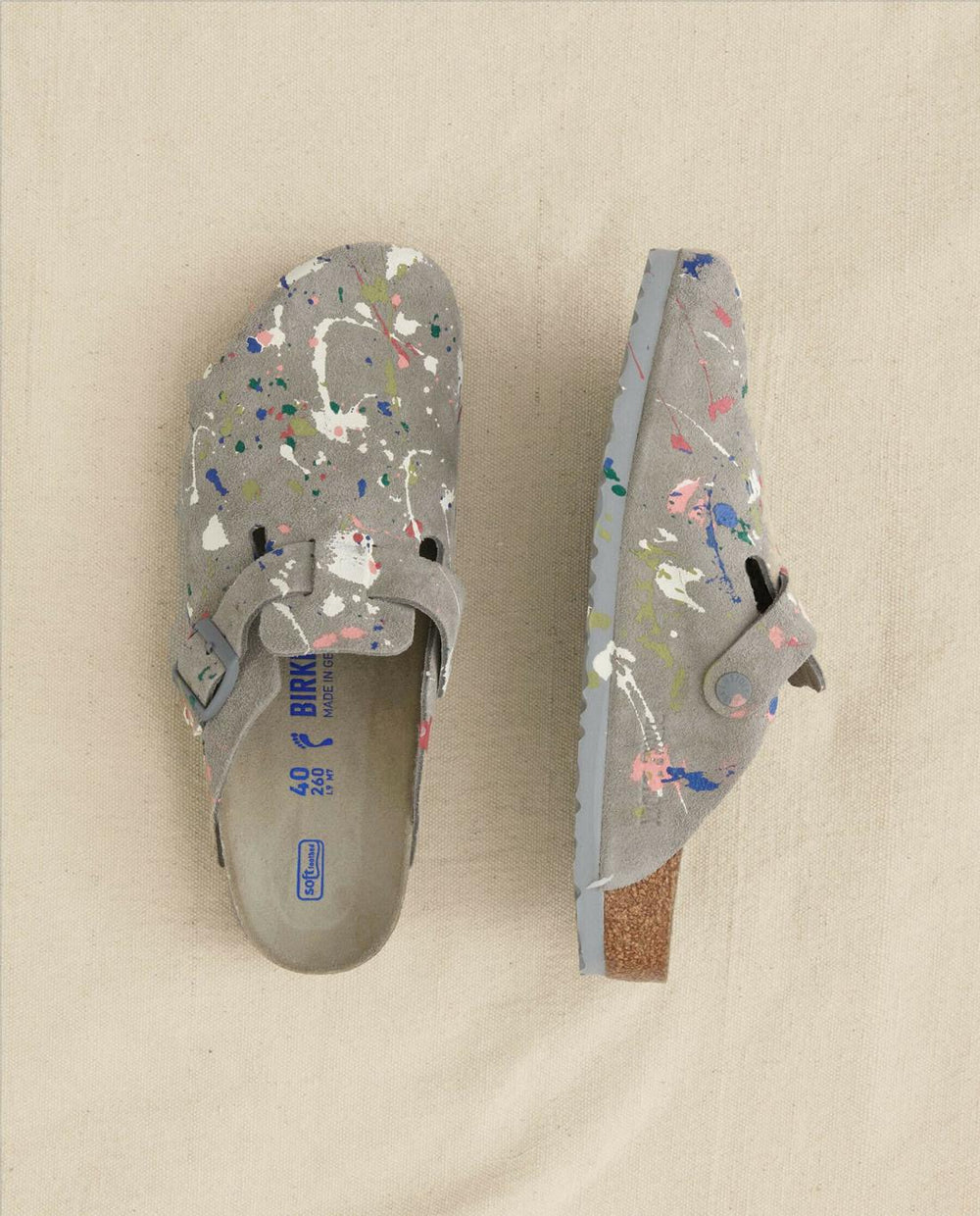 Shoes | Women The Great. Boston Coin Birkenstock With Paint. Coin With Bright Multi Paint