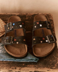Shoes | Women The Great. The BIRKENSTOCK Arizona With Hand Painted Tooled Tulip. Velvet Gray