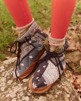 Shoes | Women The Great. The Down Quilted Puffer Slipper. Patchwork Bandana And Evergreen