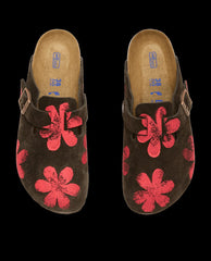 Shoes | Women The Great. The Hand Stamped BIRKENSTOCK Boston. Mocha With Hot Red Daisy