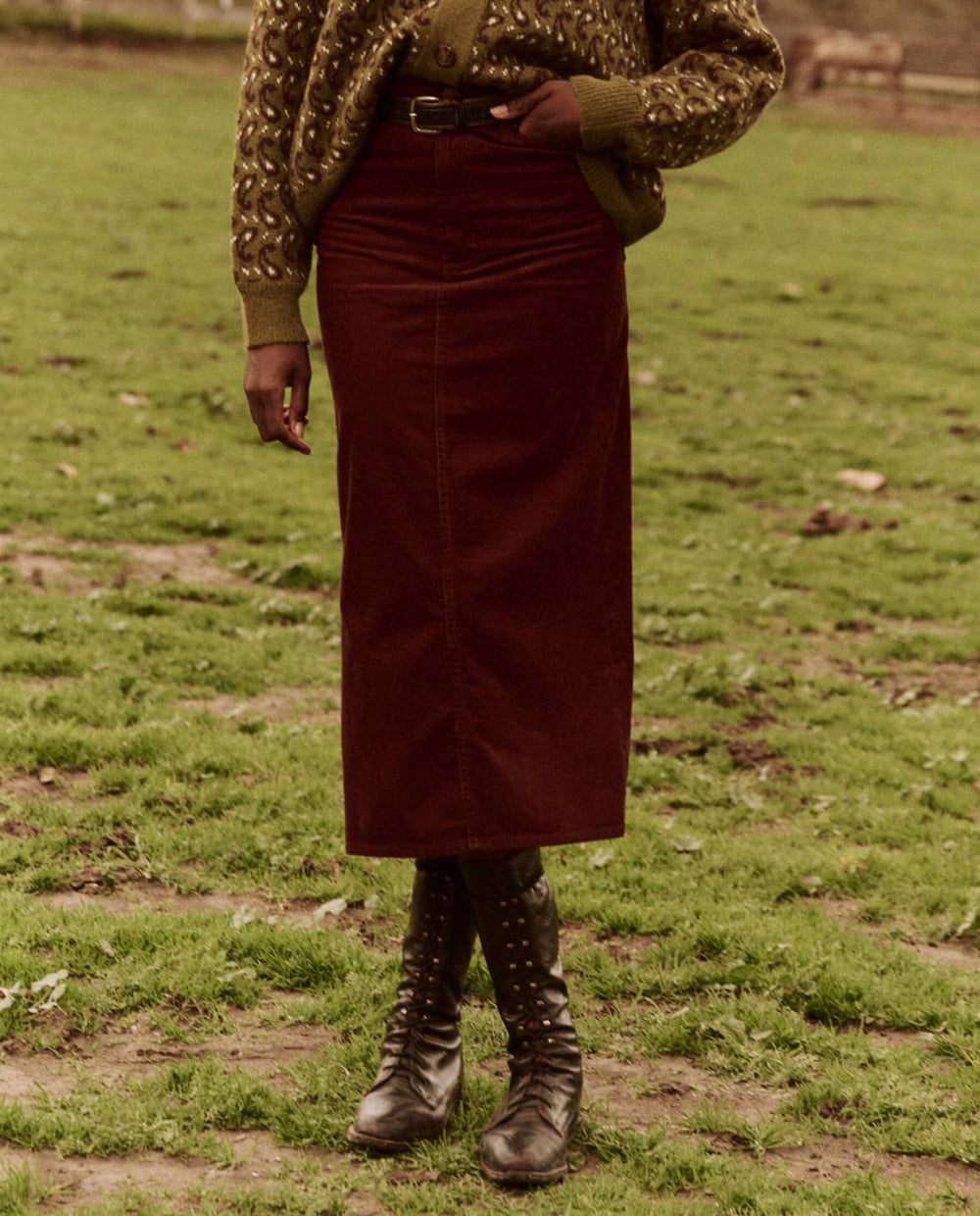 Skirts & Shorts | Women The Great. The Column Skirt. Cord Cinnabar