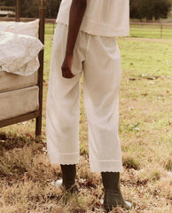 Sleep Bottoms | Women The Great. The Eyelet Easy Sleep Pant. True White