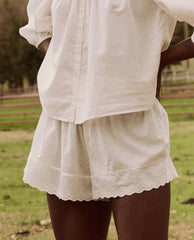Sleep Bottoms | Women The Great. The Eyelet Tap Short. True White