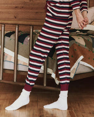 Sleep Bottoms | Women The Great. The Long John. Bordeaux Stripe