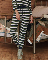 Sleep Bottoms | Women The Great. The Long John. Winter Pine Stripe
