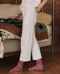 Sleep Bottoms | Women The Great. The Lounge Crop. Washed White