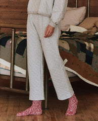 Sleep Bottoms | Women The Great. The Quilted Pajama Pant. Heather Grey