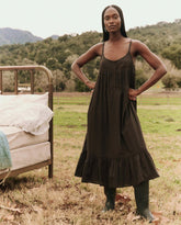 Sleep Dresses | Women The Great. The Eyelet Ruffle Tank Night Dress. Black