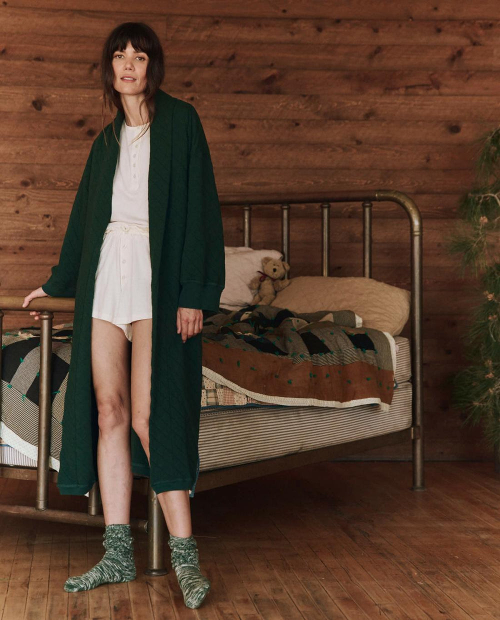 Sleep Robes | Women The Great. The Quilted Robe. Pine