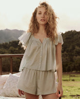 Sleep Tops | Women The Great. The Flutter Sleeve Sleep Top. Blue Star Print