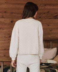 Sleep Tops | Women The Great. The Quilted Henley Sleep Sweatshirt. Washed White