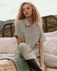 Sleep Tops | Women The Great. The Short Sleeve Pajama Shirt. Blue Star Print