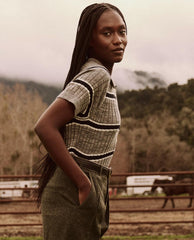 Sweaters | Women The Great. The Classic Polo Sweater. Heather Grey Stripe