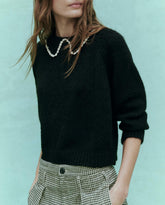 Sweaters | Women The Great. The Crochet Collar Pullover. Black With Soft White