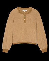 Sweaters | Women The Great. The Fleece Henley Sweatshirt. Fawn