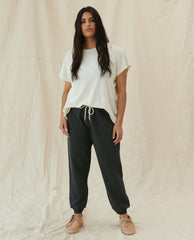 Sweatpants | Women The Great. The Cropped Sweatpant. Washed Black