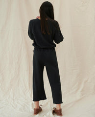 Sweatpants | Women The Great. The Wide Leg Cropped Sweatpant. Almost Black