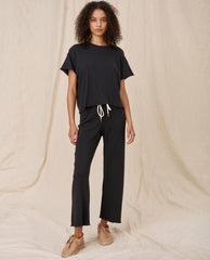 Sweatpants | Women The Great. The Wide Leg Cropped Sweatpant. Almost Black
