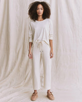 Sweatpants | Women The Great. The Wide Leg Cropped Sweatpant. Washed White